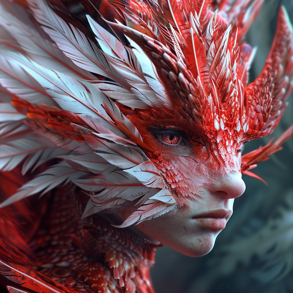 An Anamor bearing the traits of the titan bloodline: feathers, layered scales, and predator eyes