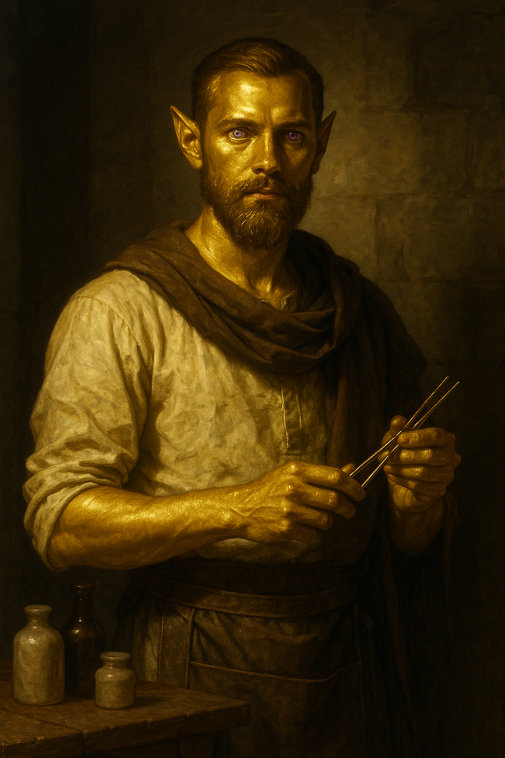 A Haqol craftsman: the golden skin present even in ordinary contexts