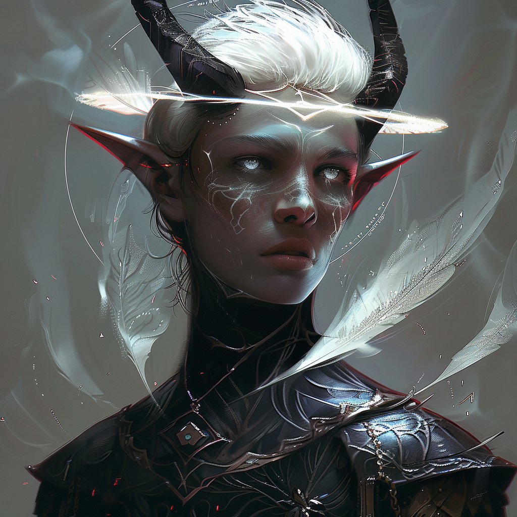 A Theridim: all seven bloodlines present, traits that belong to no single lineage, horns and glowing marks that have no origin in any one people